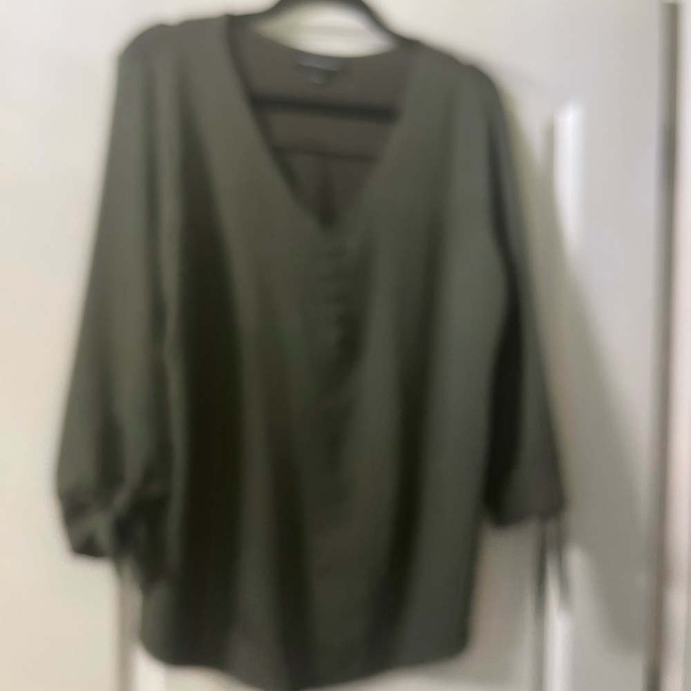 Elegant Deep Green V-Neck Blouse